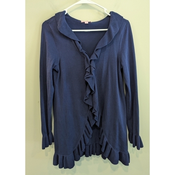 Lilly Pulitzer Shirley Ruffle Cardigan Hook Closure Size Small - Picture 2 of 9